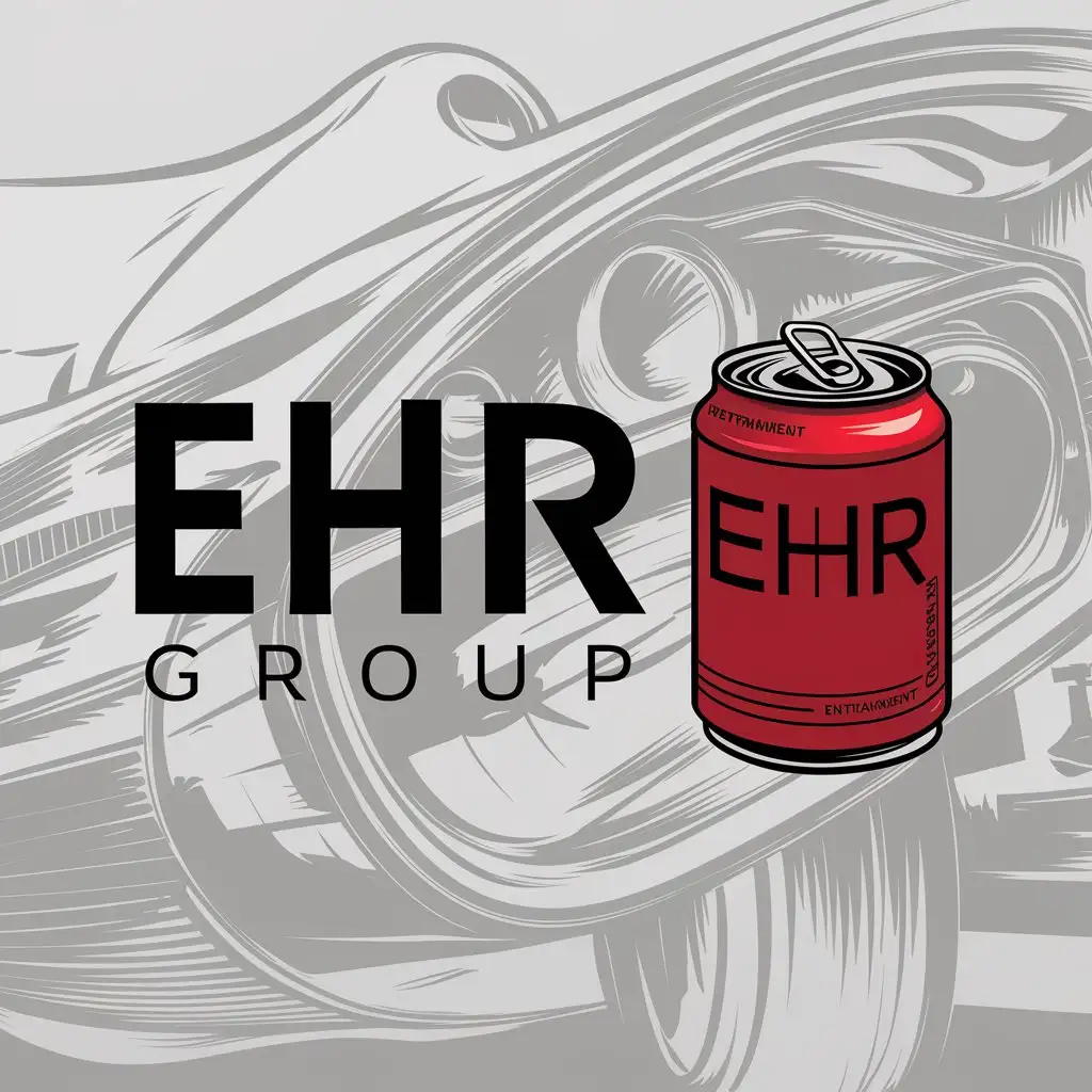 a logo design,with the text "EHR group", main symbol:King-Size Red Can,complex,be used in Entertainment industry,clear background