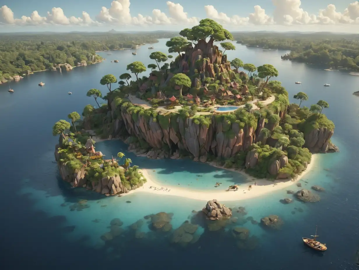 Wide-View-of-a-Small-Beautiful-Island-with-3D-Disney-Inspiration