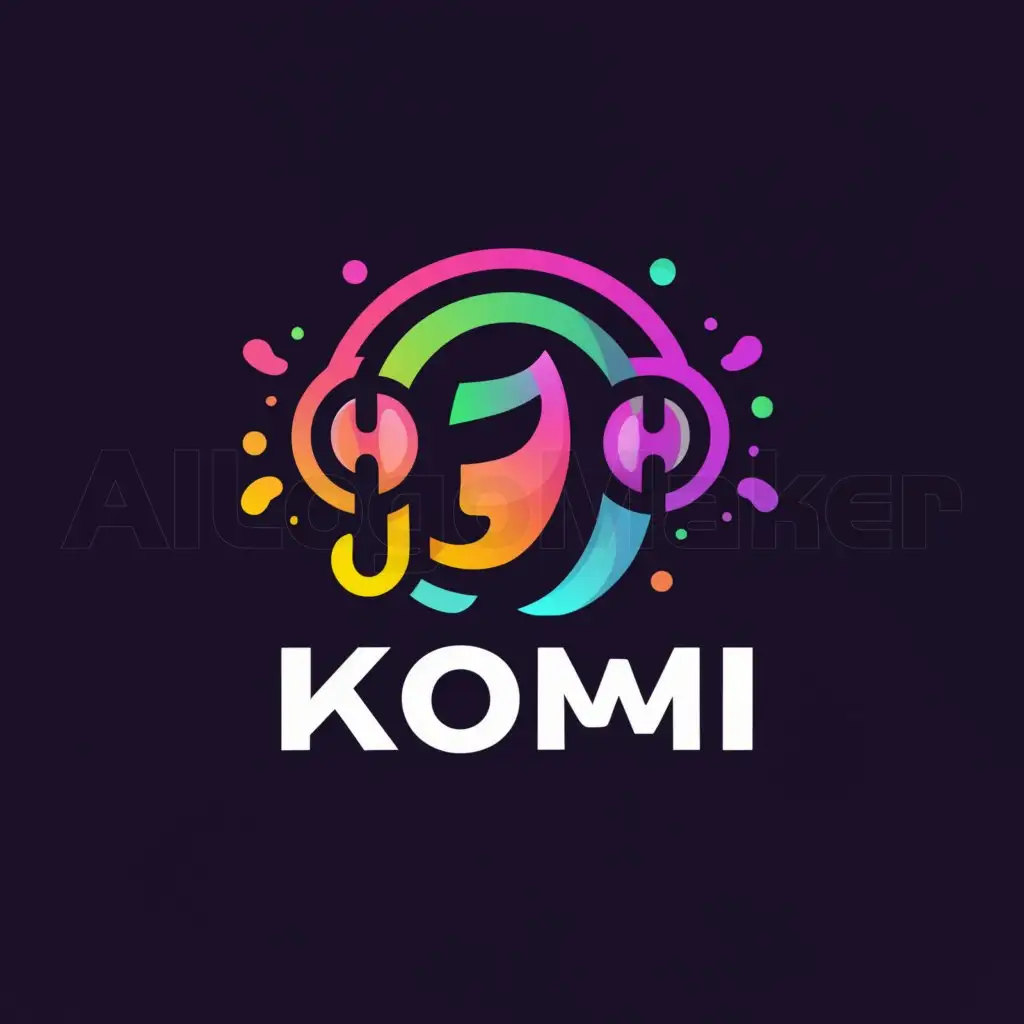 a logo design,with the text "DJ Komi", main symbol:DJ KOMI,Moderate,be used in Entertainment industry,clear background