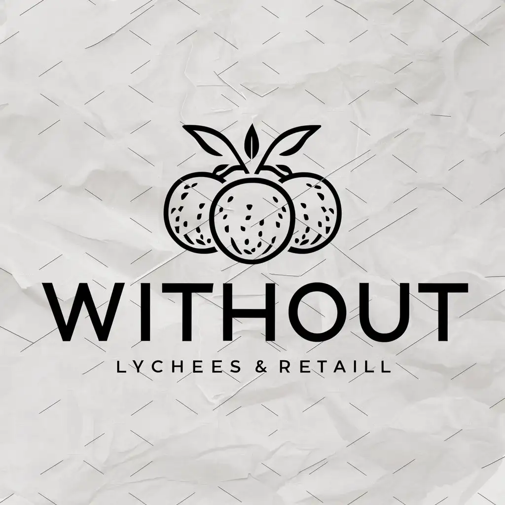 a logo design,with the text "without", main symbol:three lychees in a row,complex,be used in Retail industry,clear background