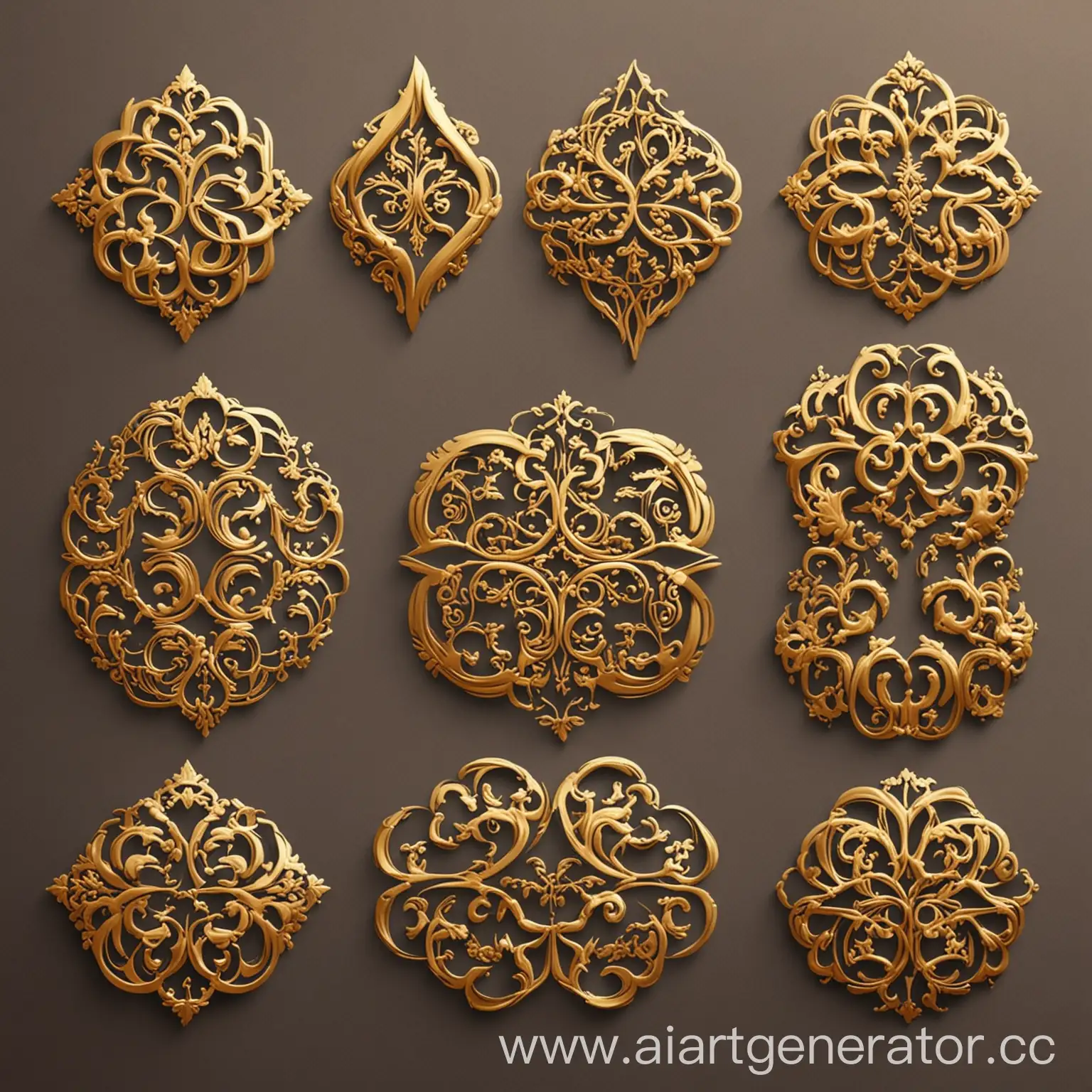 Golden-Curvy-Eastern-Patterns-Rare-Minimalism-for-Logo-Design