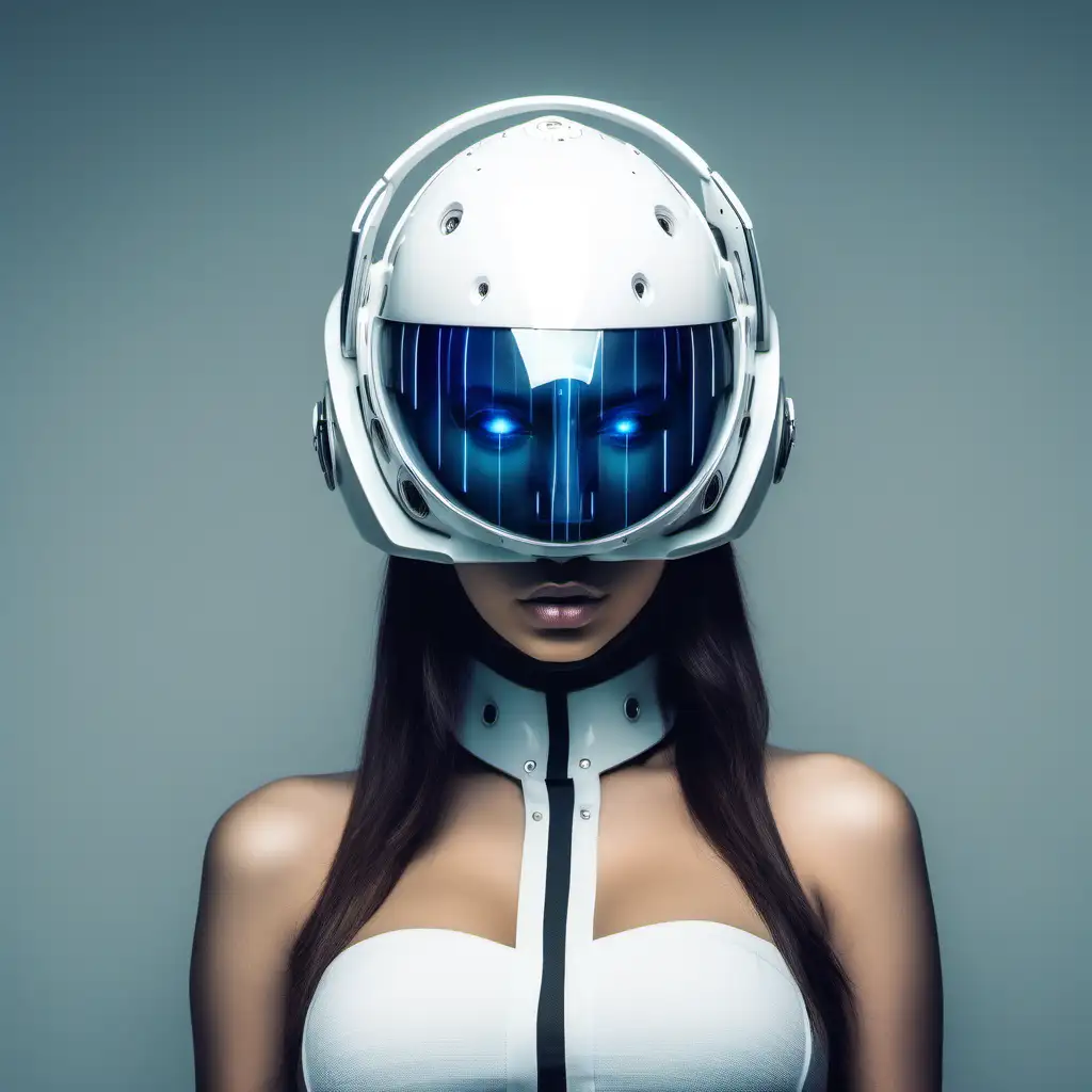 Futuristic Mind Control Helmet Young Womans Futuristic Fashion Statement