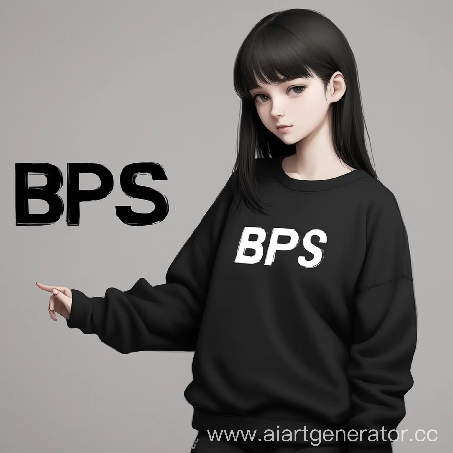 The girl who is wearing a black sweatshirt with the inscription "BPS" on the side
It's all anime style 