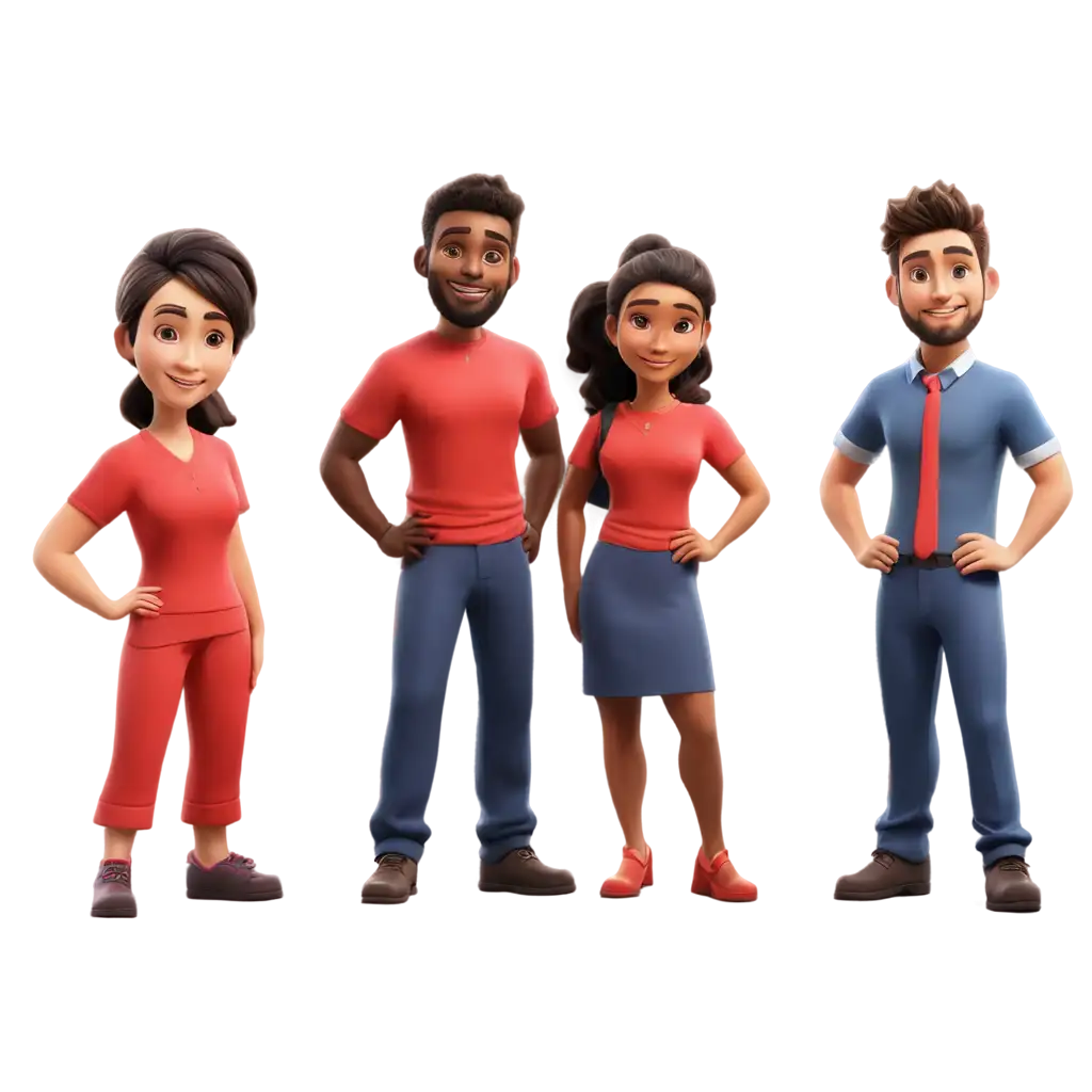 team 3d illustration with red tshirt
 