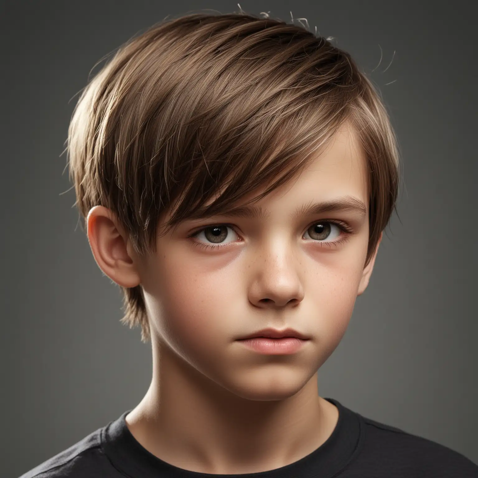 Portrait of a ThirteenYearOld Boy with Smooth and Shiny Hair Profile View