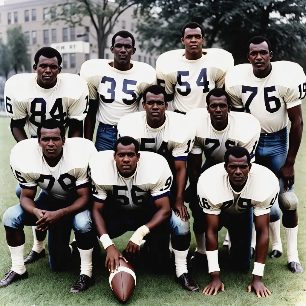 1965 AfricanAmerican Football Team Playing on a Sunny Day