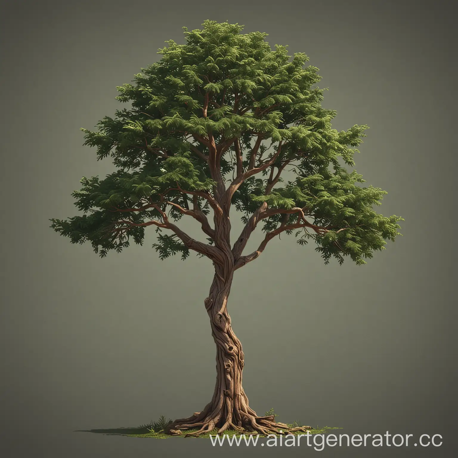 Vibrant-2D-Tree-Illustration-Lush-Greenery-in-Artistic-Display