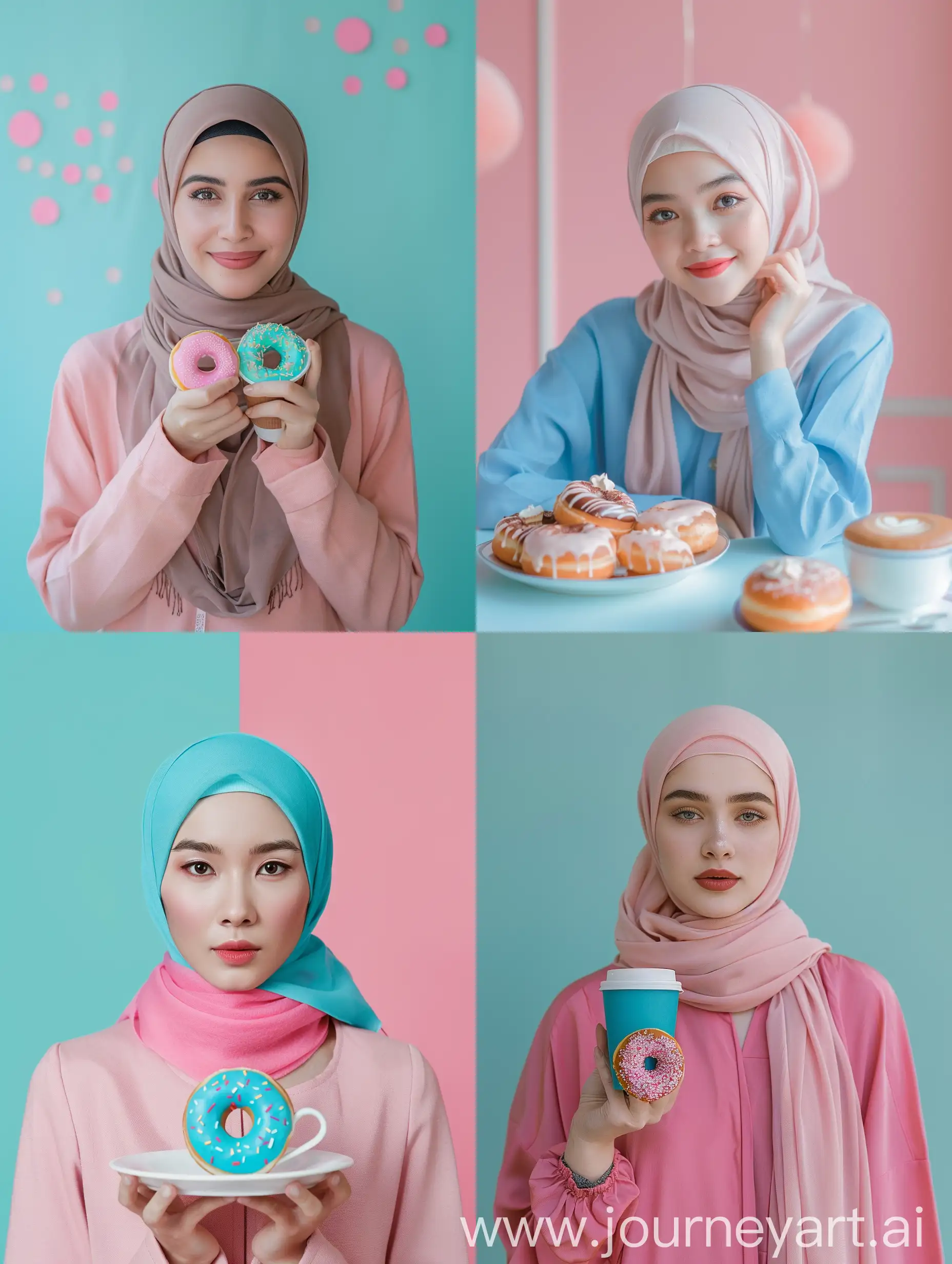 Coffee-and-Pastries-in-Minimalistic-Pink-and-Blue-Coffee-Shop-Setting