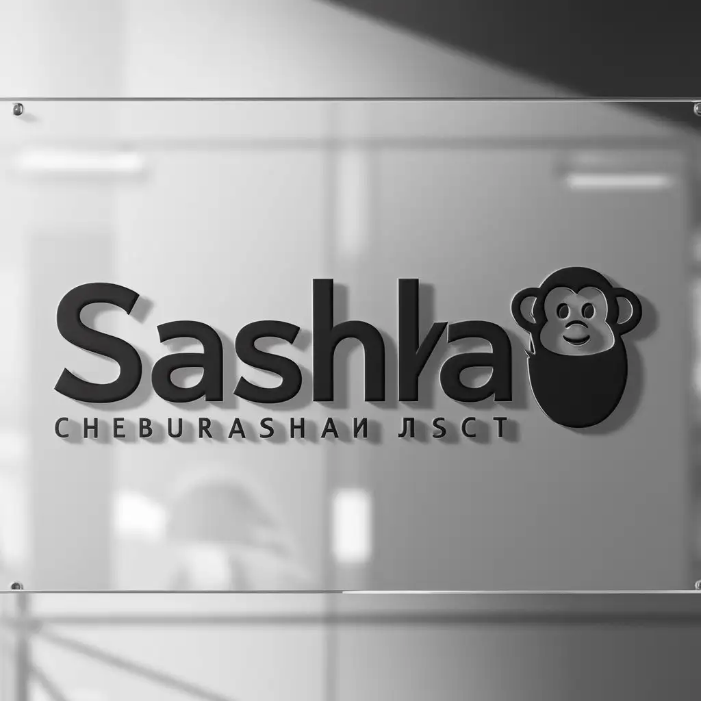 a logo design,with the text "SASHKA", main symbol:Cheburashka,Moderate,be used in Technology industry,clear background