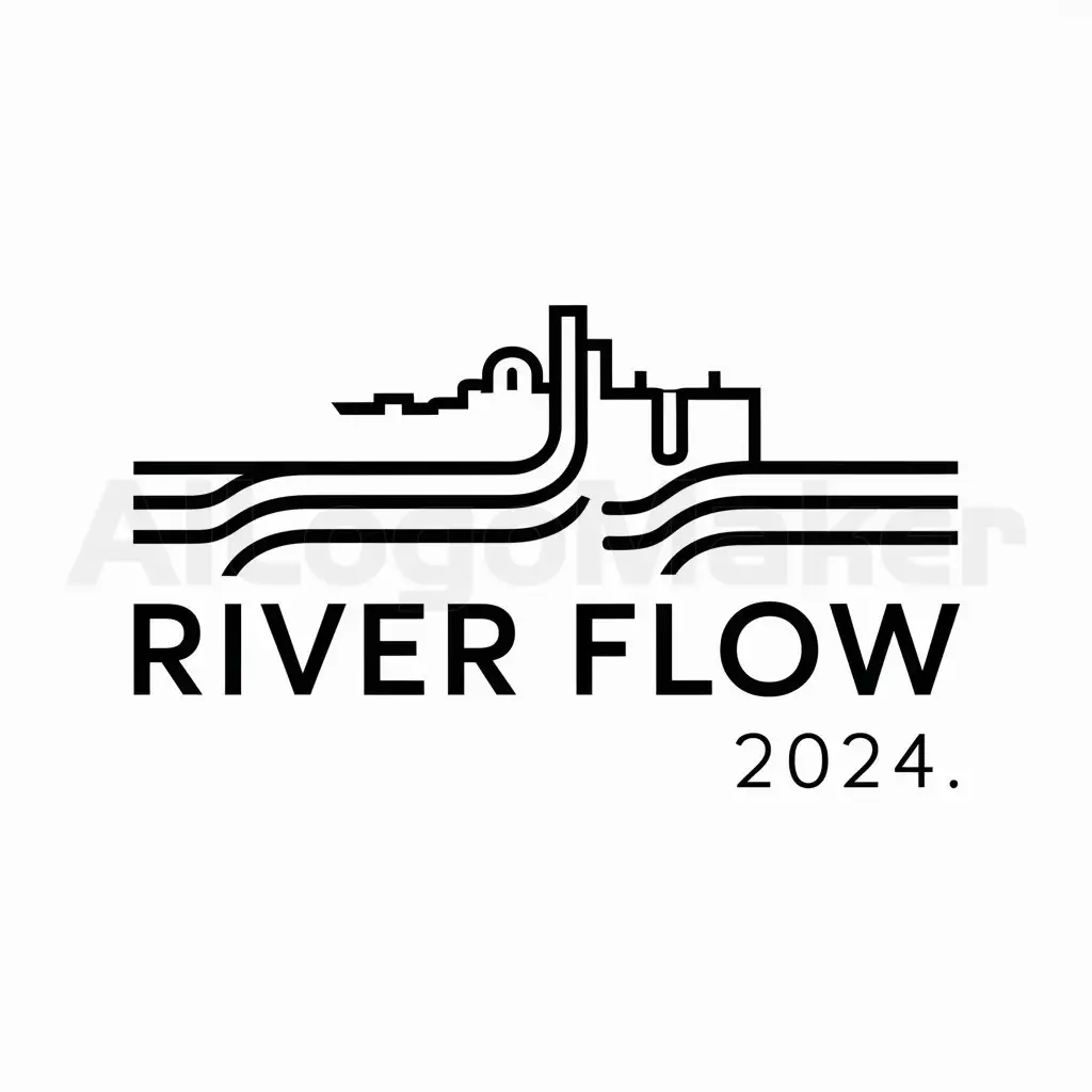 a logo design,with the text "river flow 2024", main symbol:river liverpool and estuary,Minimalistic,be used in Events industry,clear background