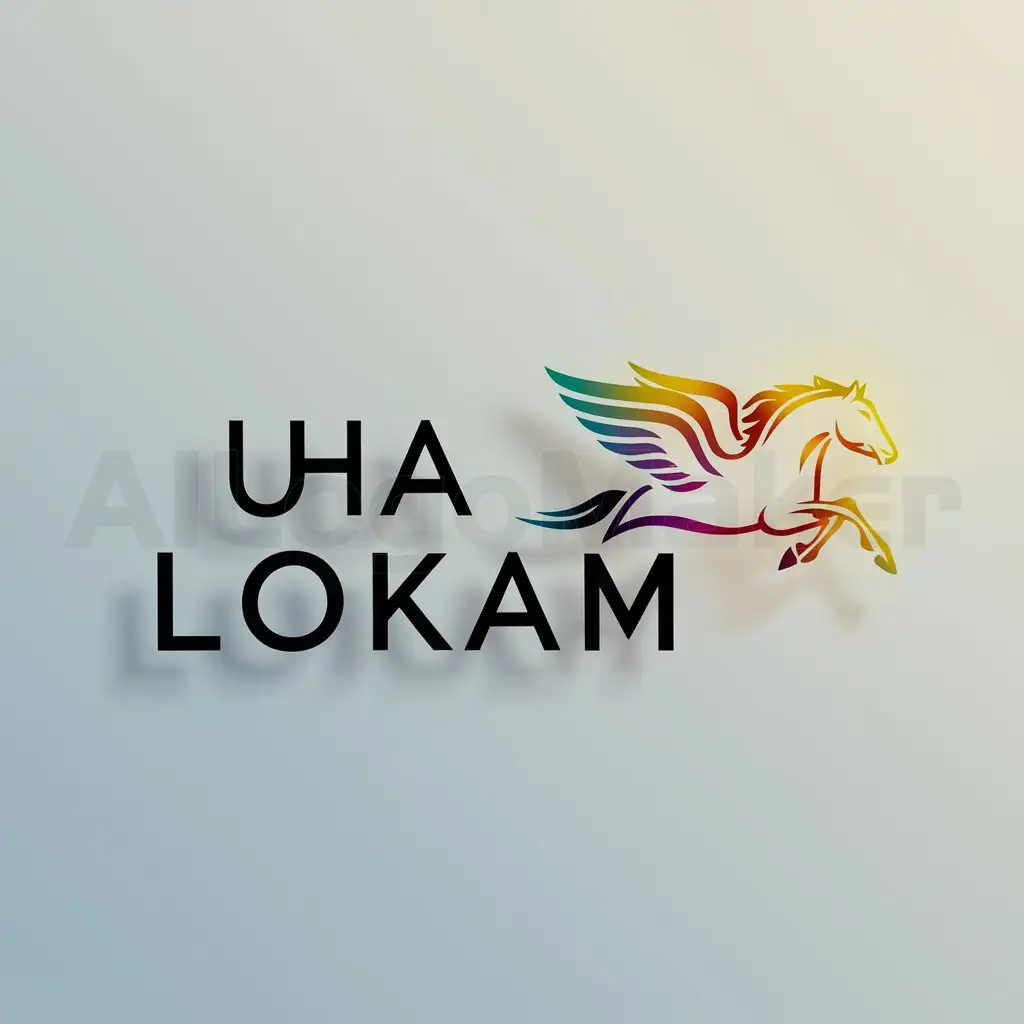 a logo design,with the text "Uha Lokam", main symbol:Generate Logo of Flying Horse in multi colour,Moderate,clear background