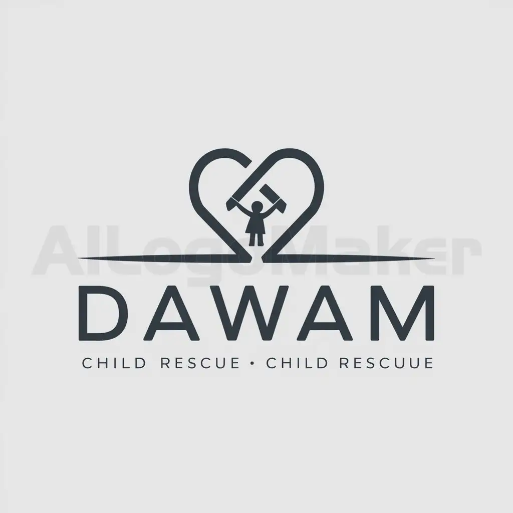 a logo design,with the text "DAWAM", main symbol:Wellbeing
Health
child rescue,Minimalistic,be used in Nonprofit industry,clear background