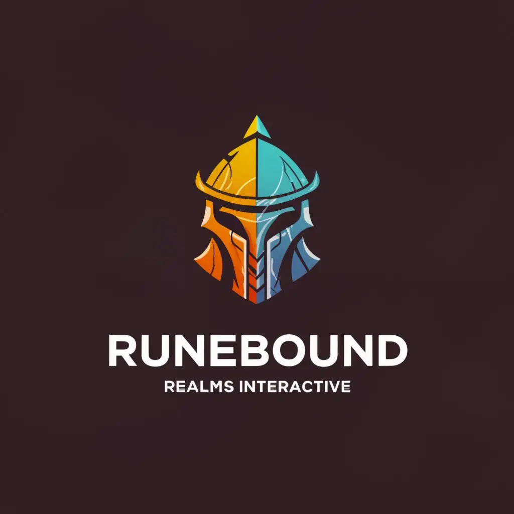 a logo design,with the text 'Runebound Realms Interactive', main symbol:helmet,Moderate, be used in Technology industry, clear background