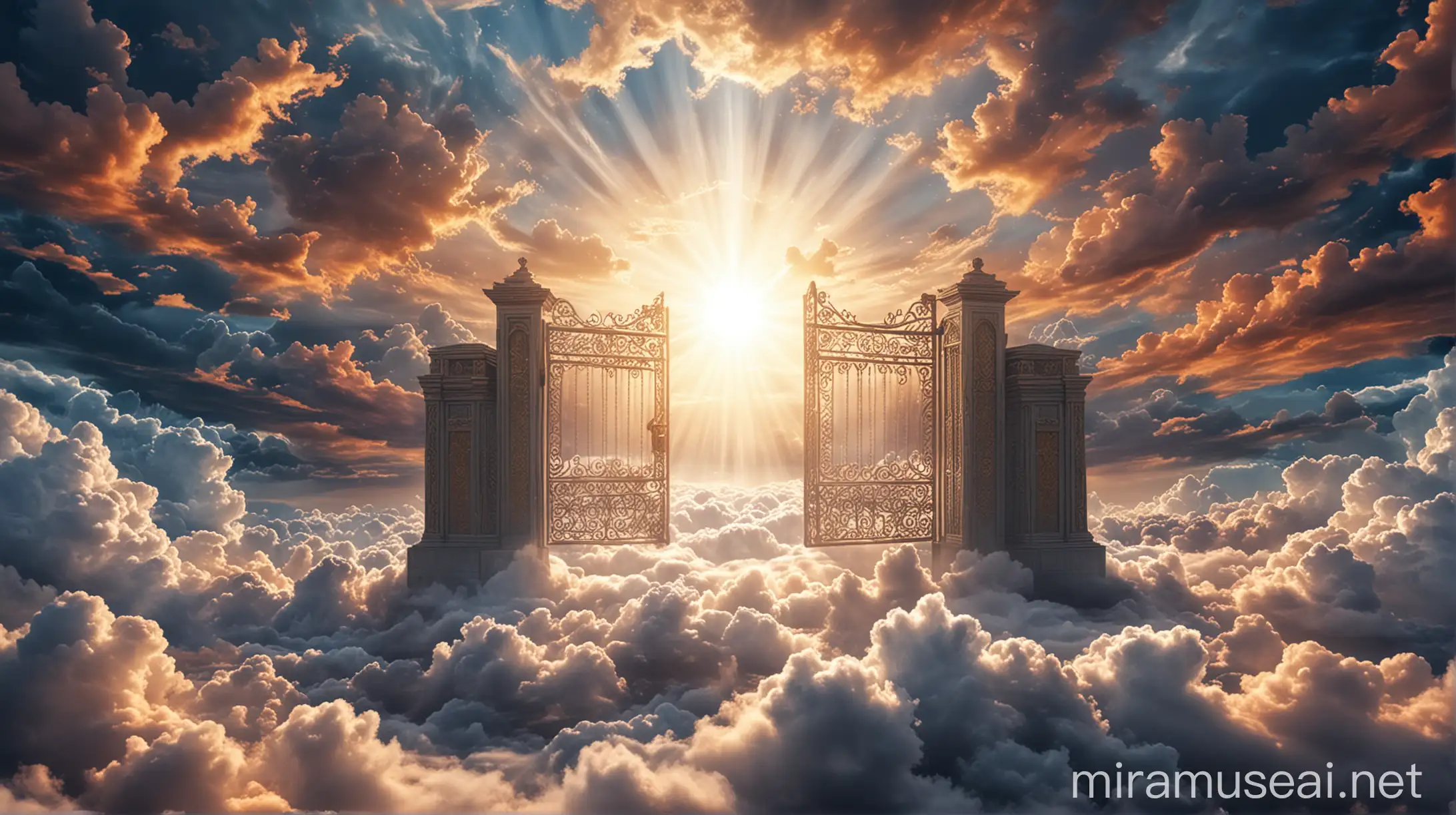 Gate of Heaven Emerging from Ethereal Clouds