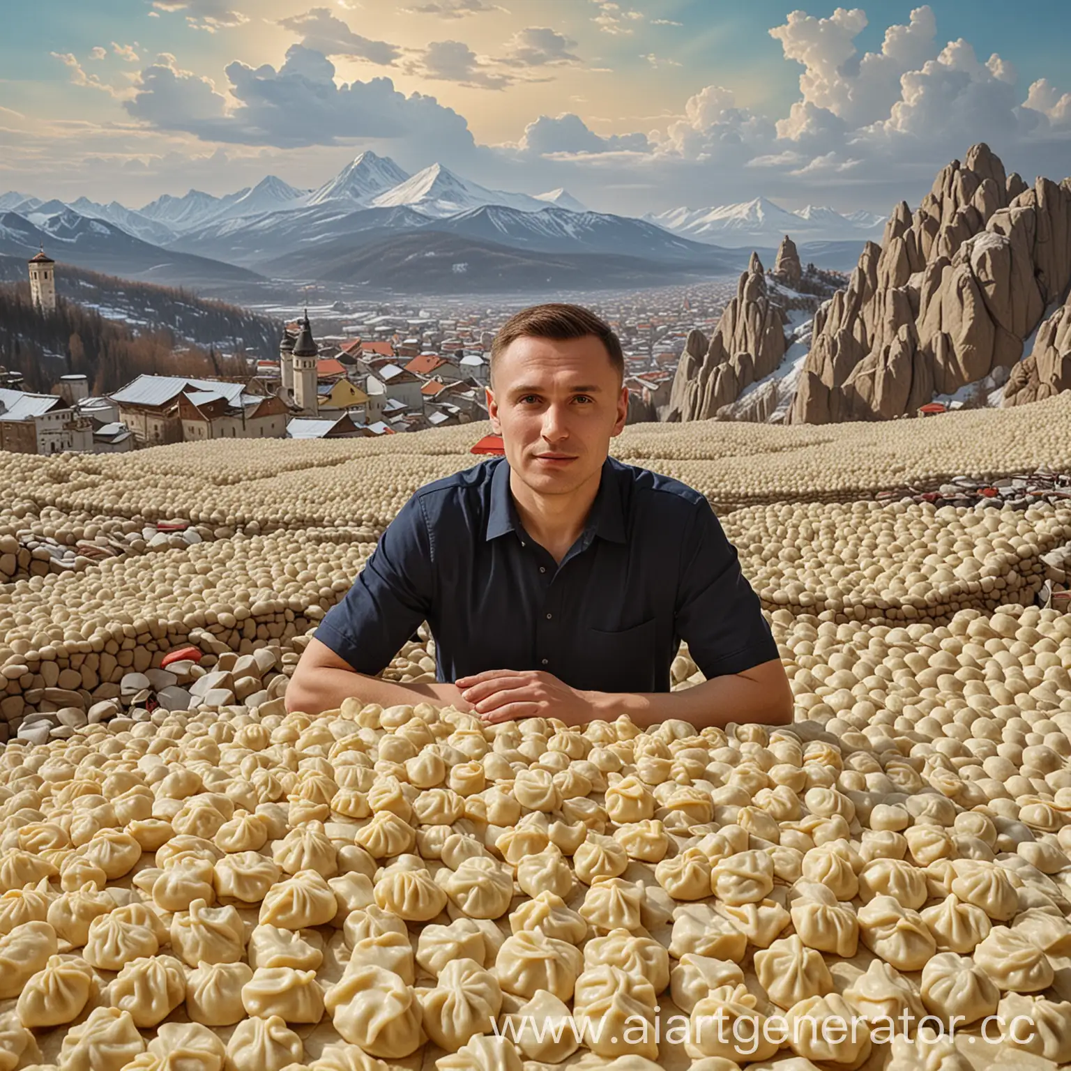 Alexander-Zubarev-Enjoying-a-Tower-of-Dumplings