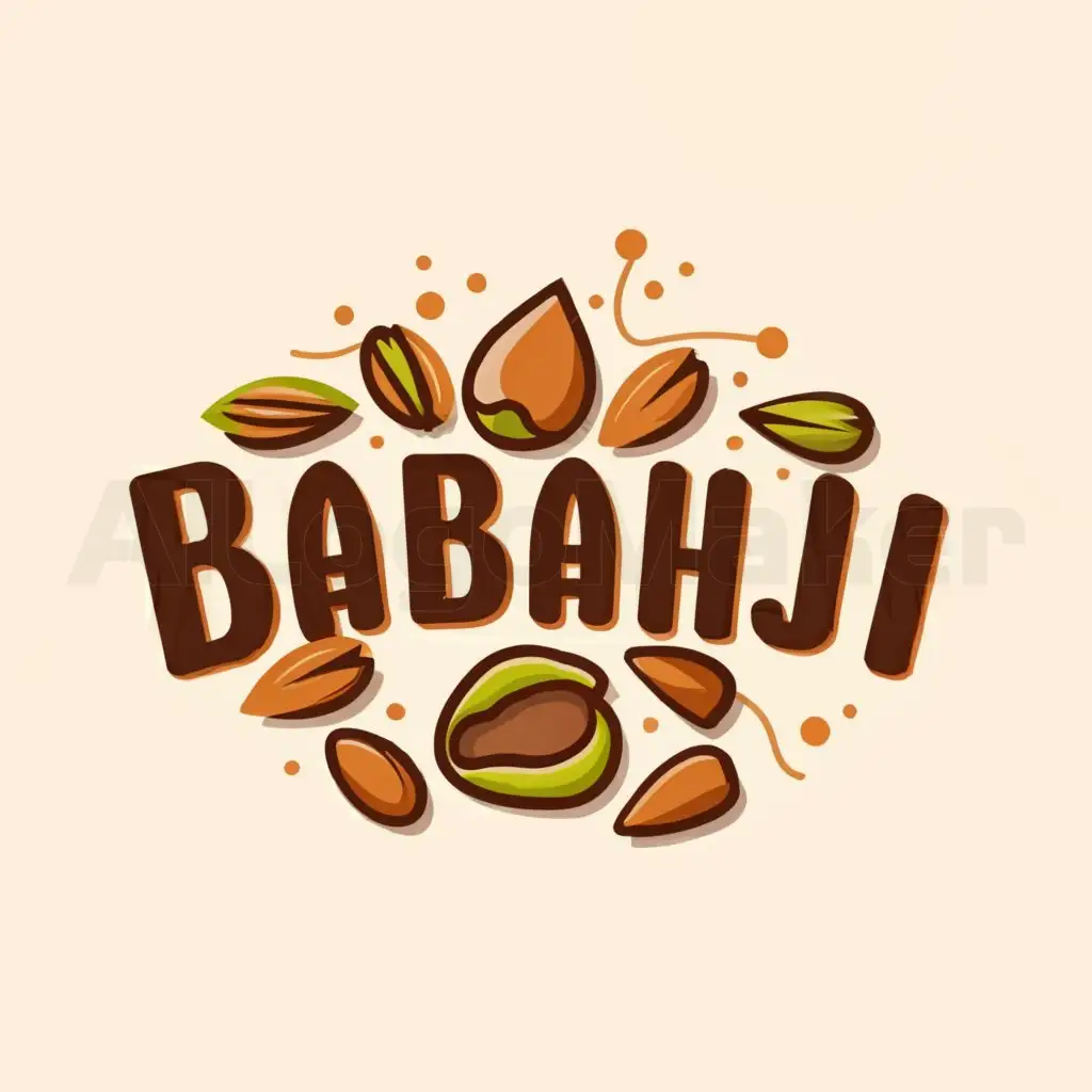 a logo design,with the text "Babahaji", main symbol:Pistachi.nuts.Faizabad.Khorasan.almonds.dried fruit,Moderate,clear background
