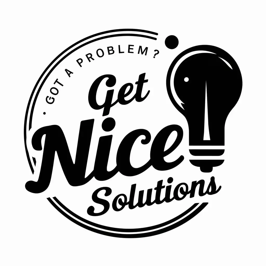 a logo design,with the text "Got a problem? Get NICE solutions", main symbol:this logo needs a circle in a retro 1950s style with text. Preferred color is black,Moderate,clear background