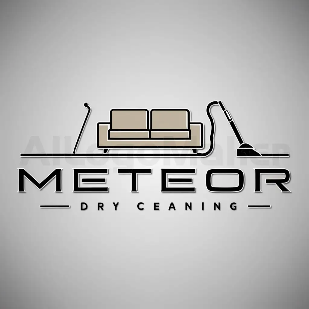a logo design,with the text "Meteor", main symbol:sofa and vacuum cleaner,Moderate,be used in dry cleaner industry,clear background