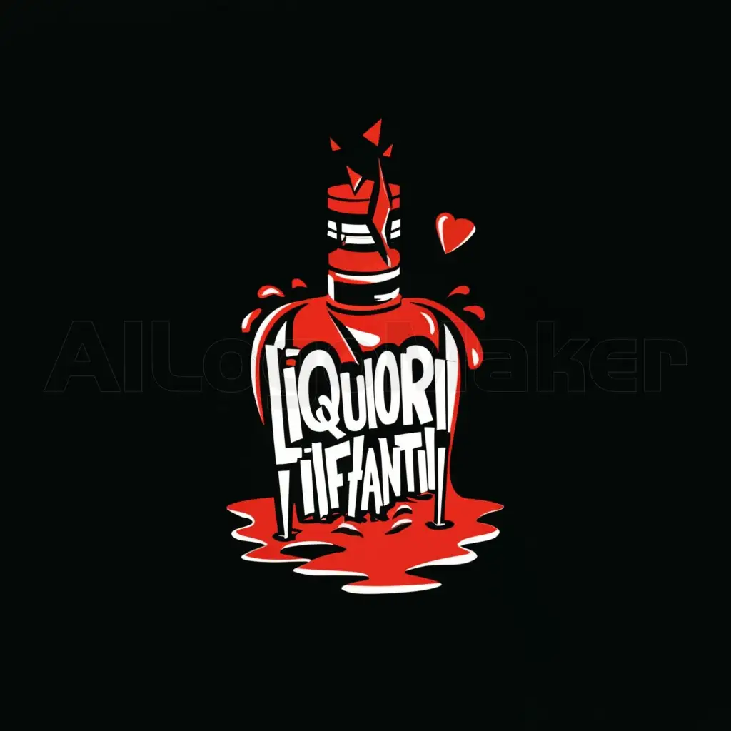 a logo design,with the text "LICQUORI INFRANTI", main symbol:BROKEN BOTTLE SPILLING HEART SHAPED LIQUOR,Moderate,be used in ROCK BAND industry,clear background