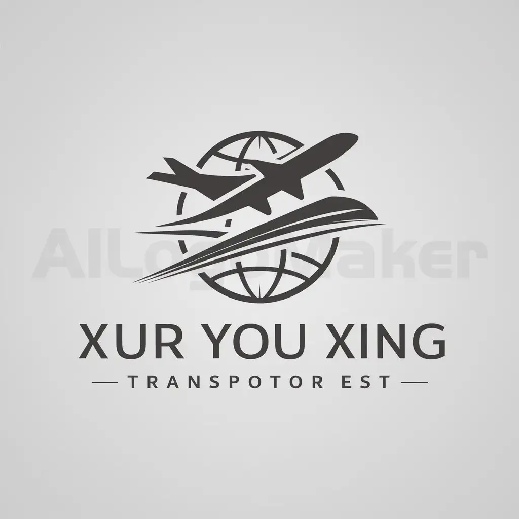 a logo design,with the text "xur you xing", main symbol:airplane, high-speed rail, travel, luxury, comfortable, rest, transportation,Minimalistic,be used in Travel industry,clear background