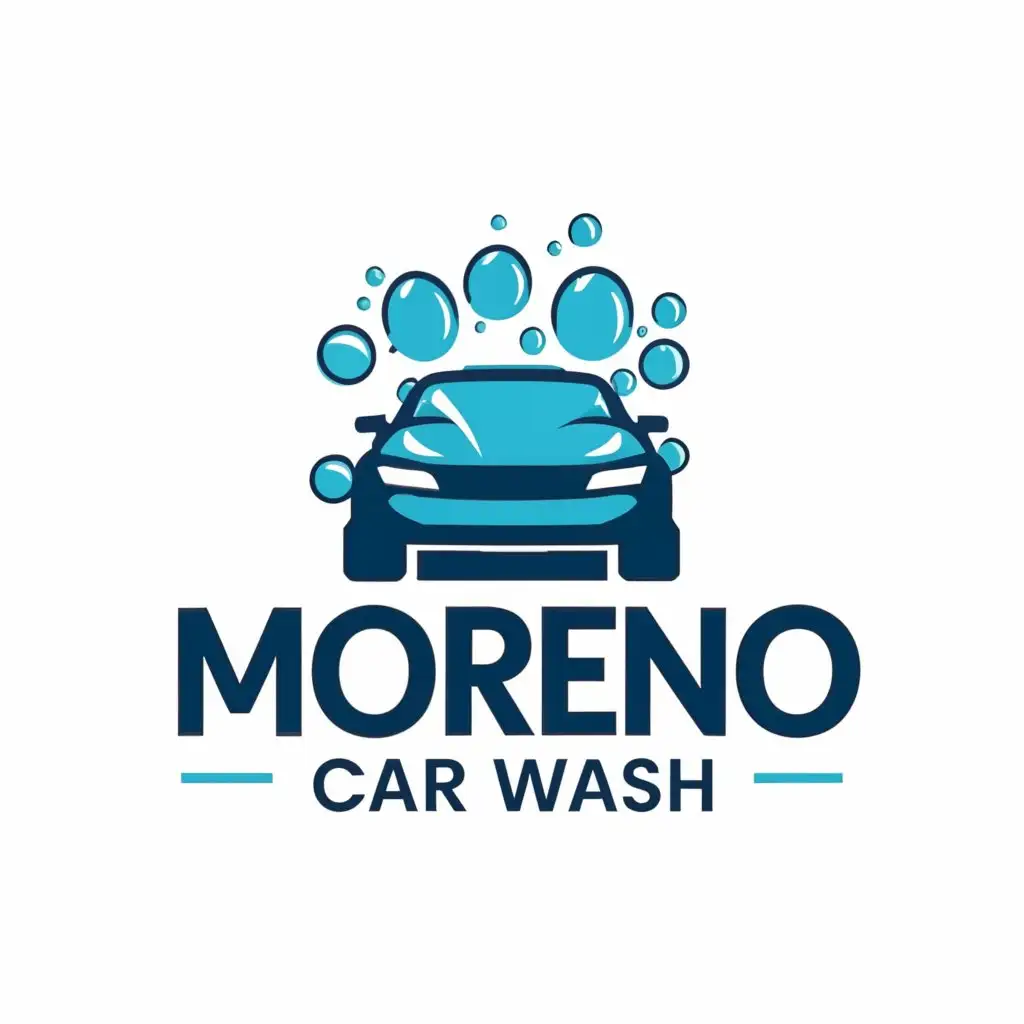 a logo design,with the text "Moreno Car Wash", main symbol:Car wash,Moderate,be used in """
Others
""" industry,clear background
