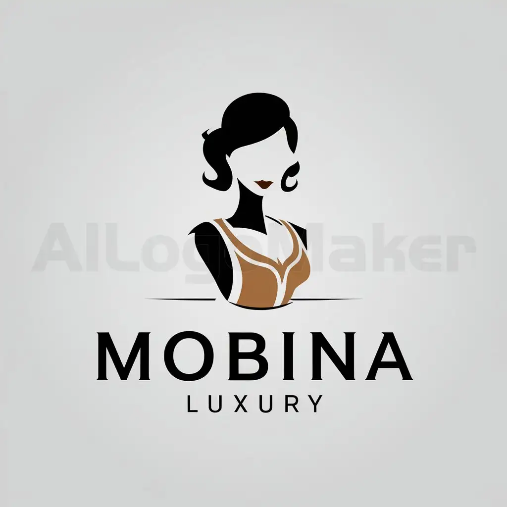 a logo design,with the text "Mobina Luxury", main symbol:Female clothing,Moderate,be used in Others industry,clear background