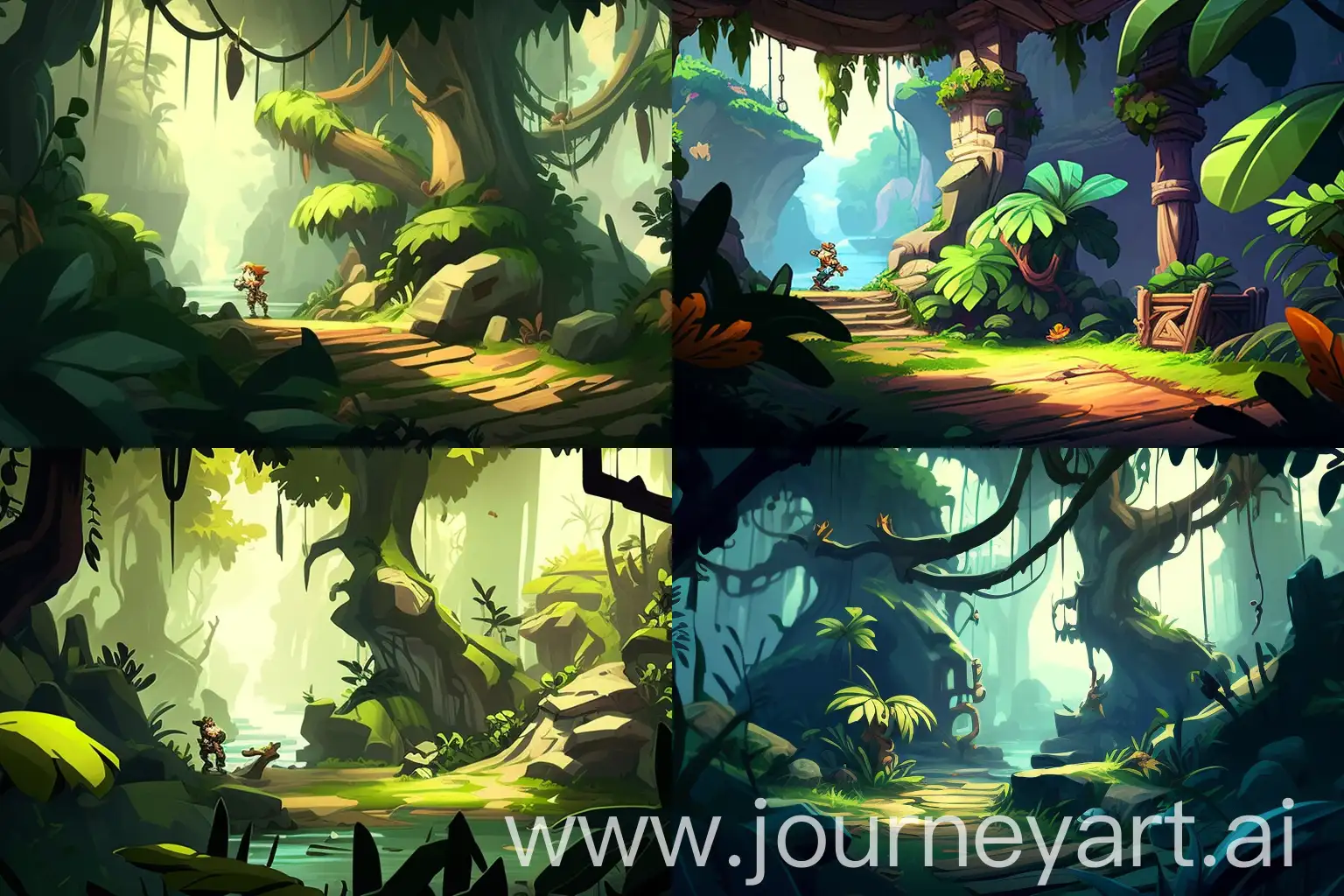 jungle background, rayman legends style, 4k --ar 3:2 --v 4