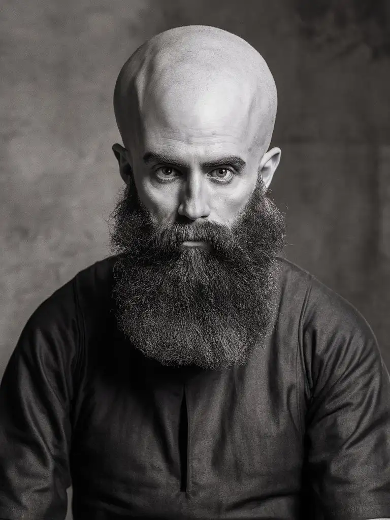 Bald Man with Beard and Exceptionally Large Head