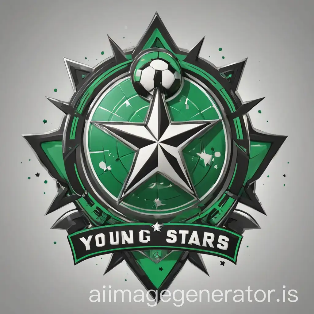a logo for ffot ball team his name is young stars the colours is green and black
the name is young stars and it since in 1991
