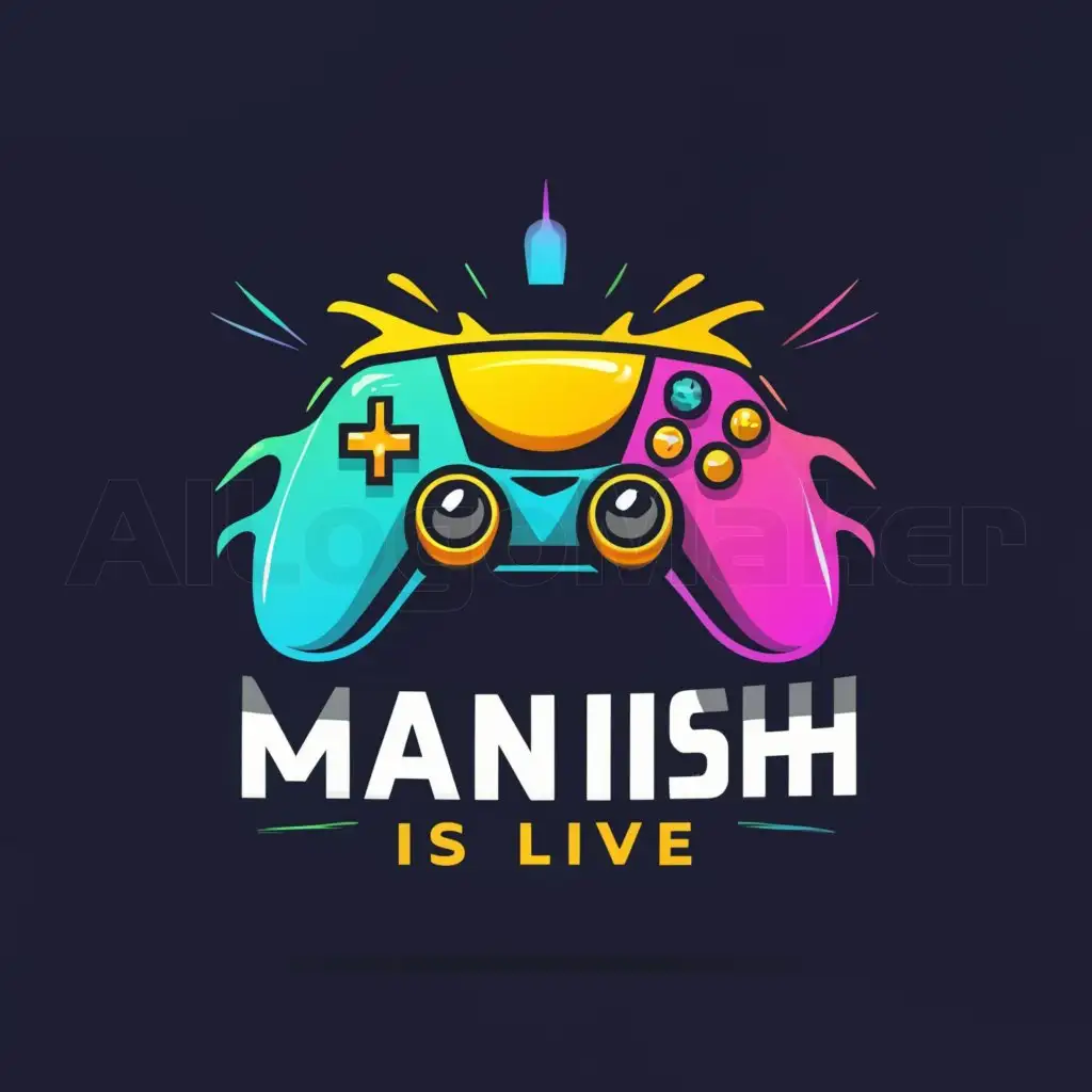 a logo design,with the text "MANISH IS LIVE", main symbol:I WANT A LOGO FOR MY GAMING YOUTUBE CHANNEL,Moderate,be used in GAMING industry,clear background