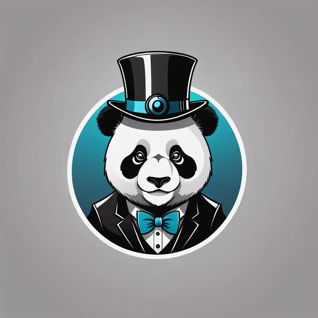 elegant panda with cylinder hat logo