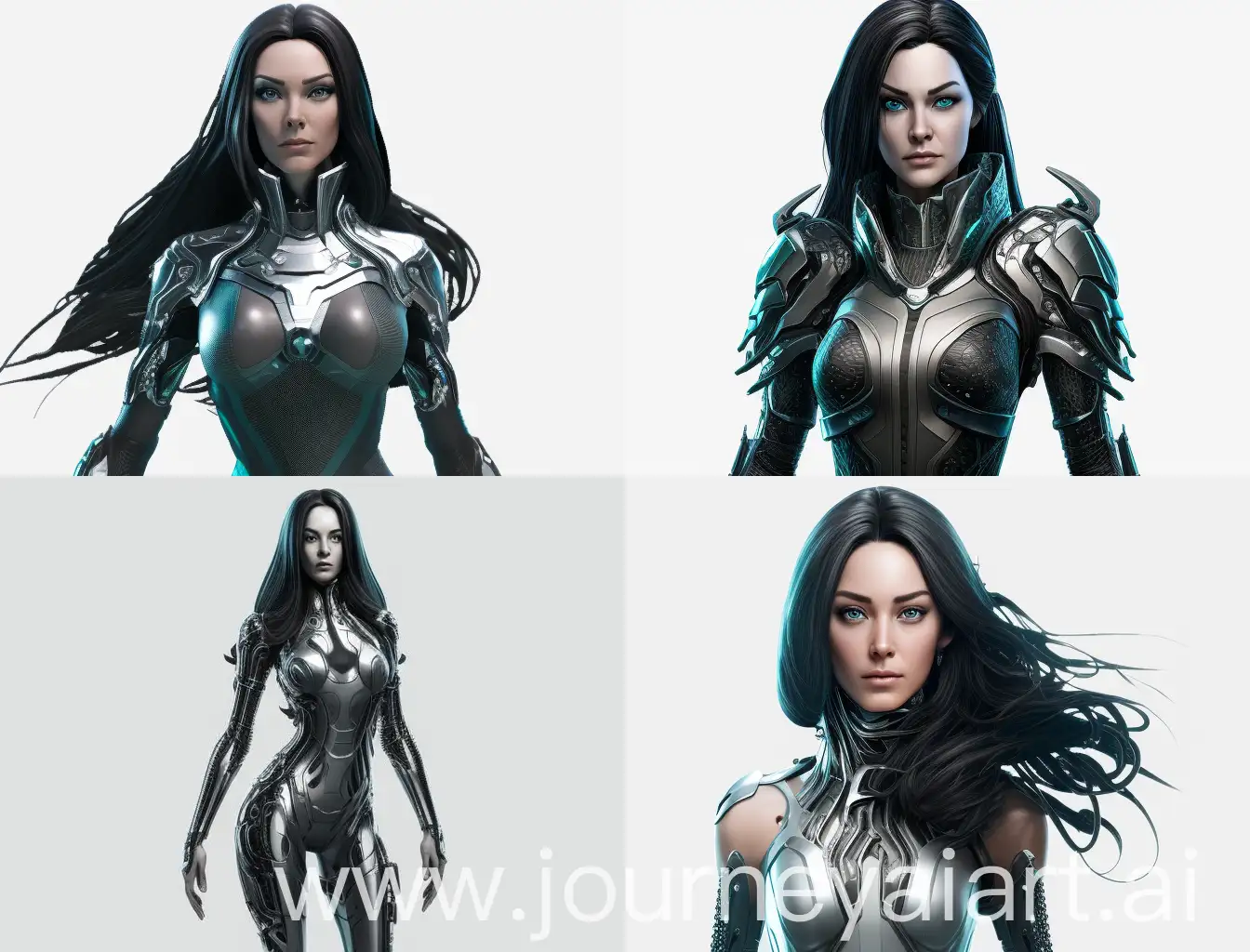 Confident-CortanaLike-Woman-with-Long-Black-Hair-and-Silver-Blue-Eyes-Standing-Transparently