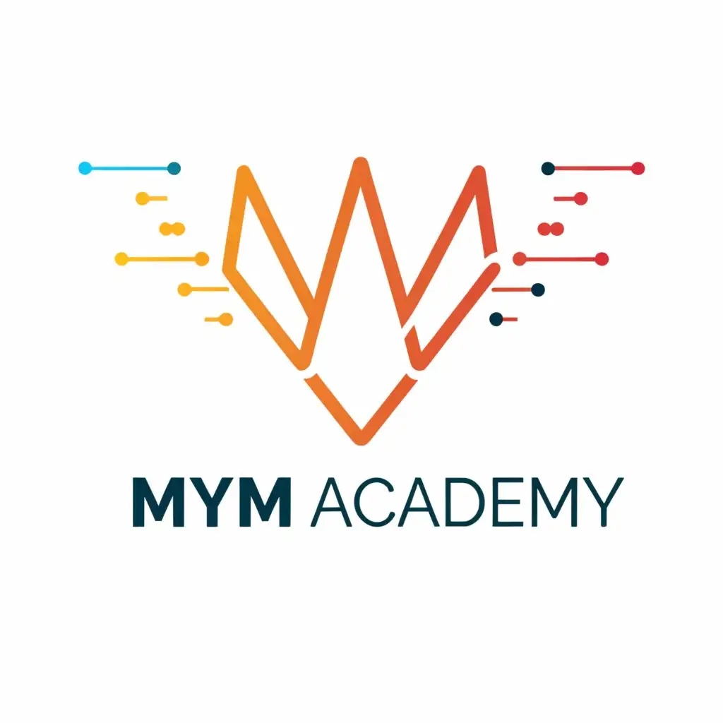 a logo design,with the text "MYM
Academy", main symbol:Electrocardiogram and pyramids,complex,clear background