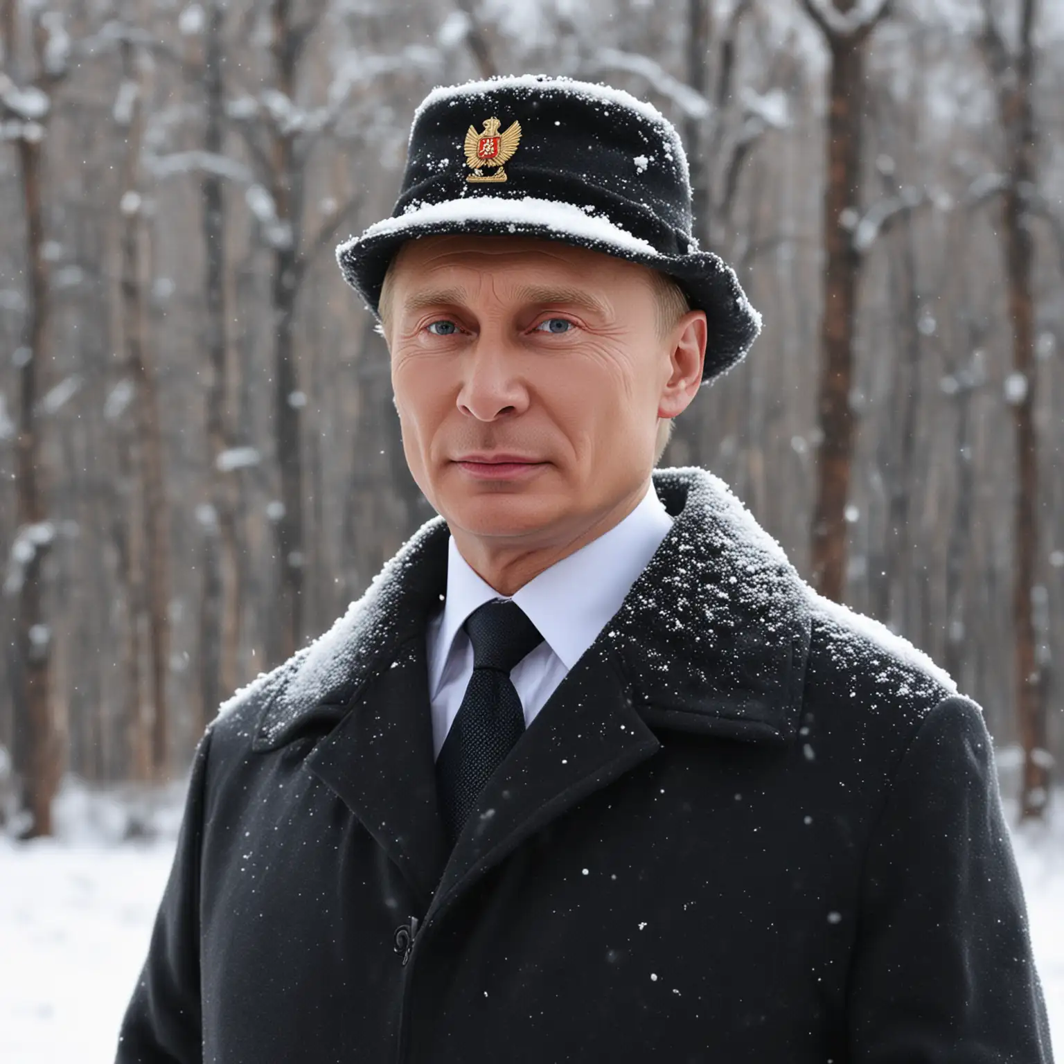 Vladimir-Putin-Wearing-Traditional-Russian-Ushanka-Hat-in-Snowy-Landscape