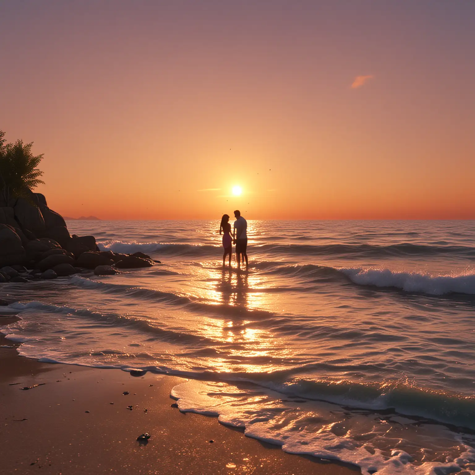 Romantic-Sunrise-Beach-Stroll-3D-Animation-of-a-Couple-by-the-Seaside