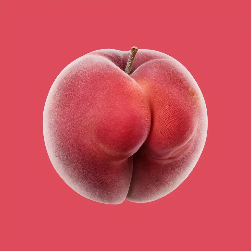CloseUp Fresh Peach Resembling an Ass on White Background