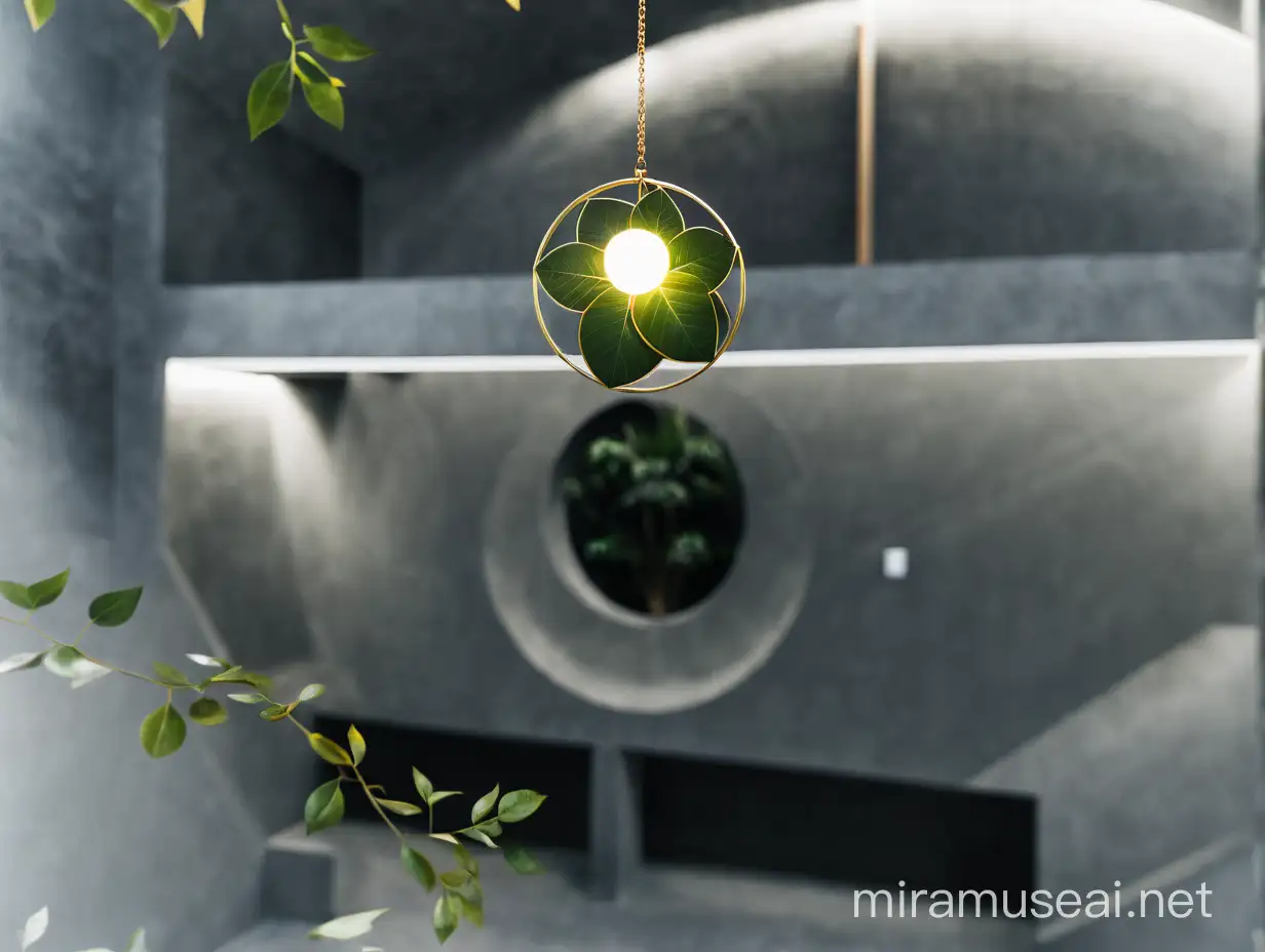 Sacred Geometry Floating Orb in Space with Illuminated Foliage Border