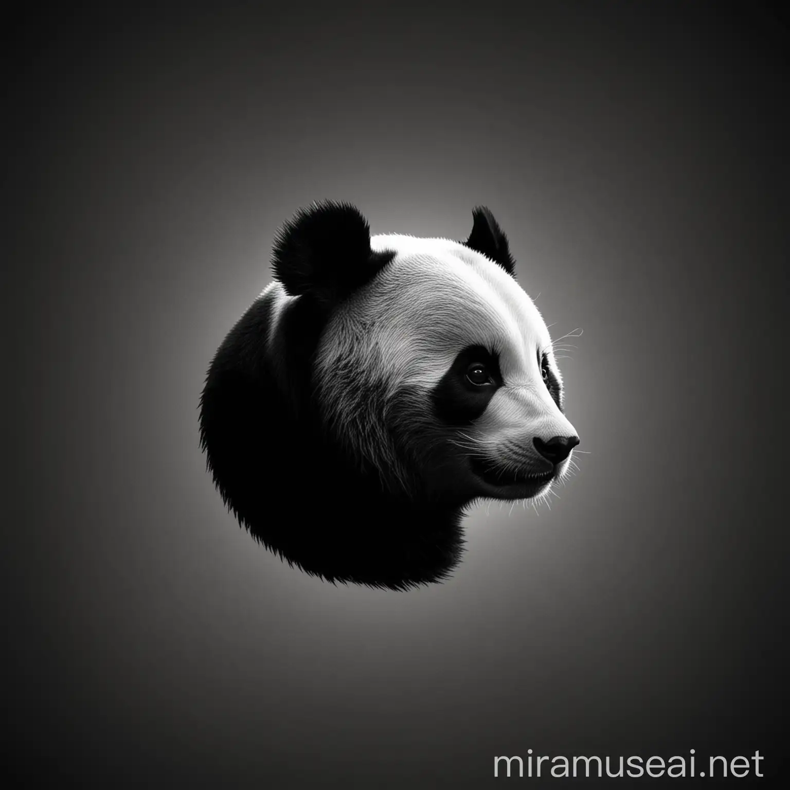 Black Panda Abstract Shadow Art Minimalist Aesthetic Animal Silhouette