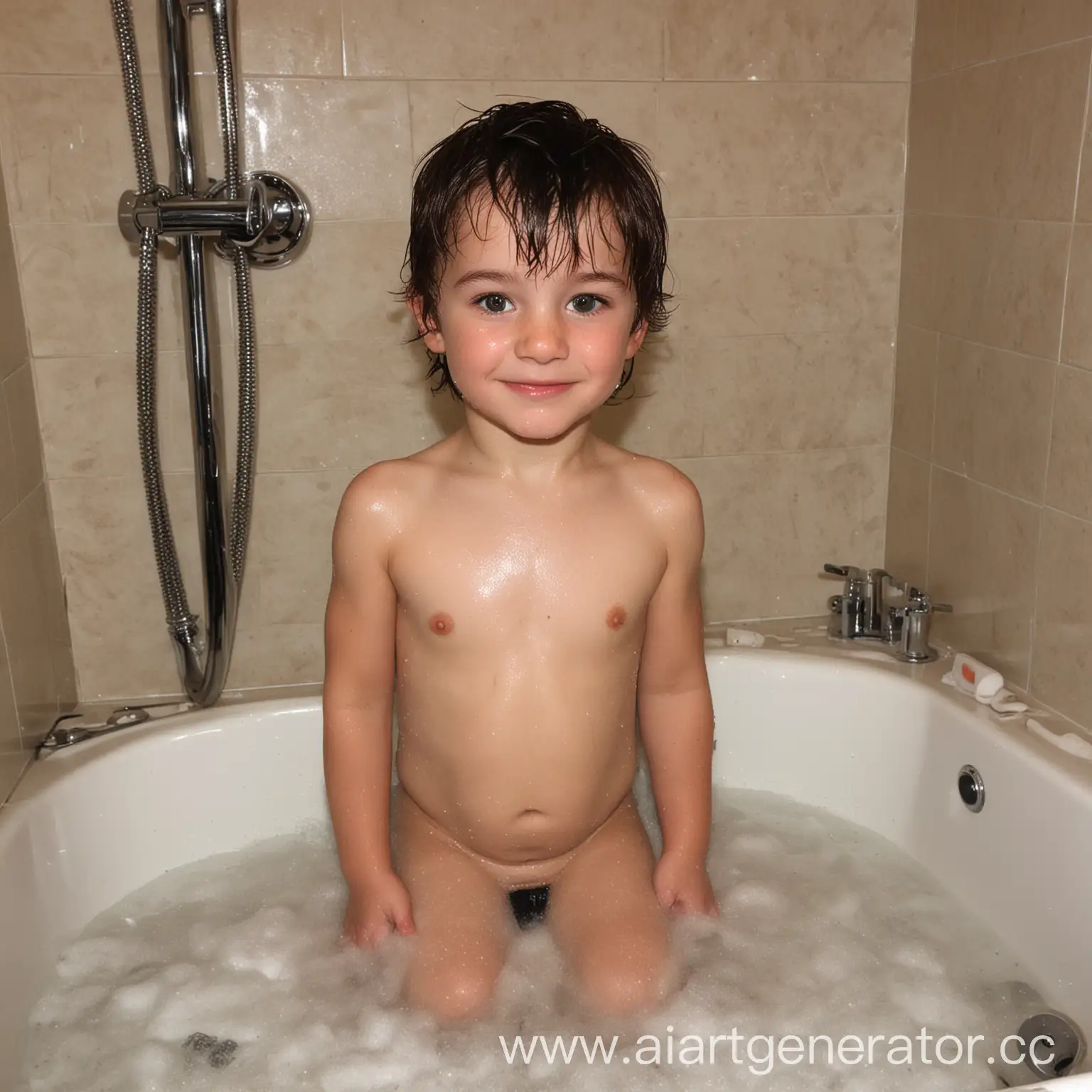 Little-Boy-Taking-a-Shower-in-a-Large-Bath