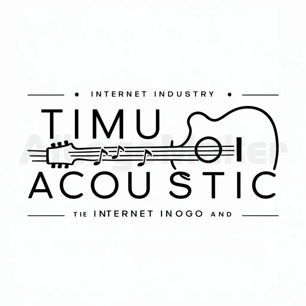 LOGO-Design-For-Timu-Acoustic-Guitar-Melody-Music-in-White