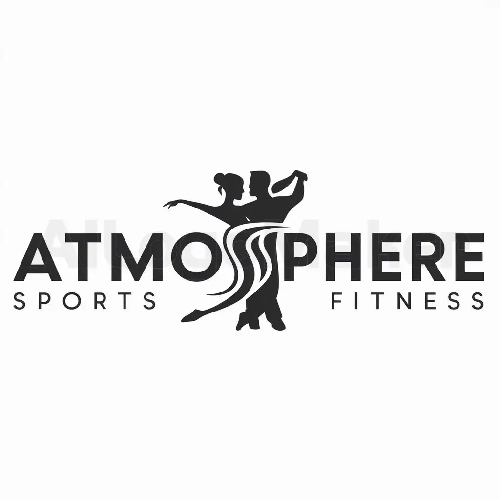 a logo design,with the text "ATMOSPHERE", main symbol:Silhouette of a dancing pair,Moderate,be used in Sports Fitness industry,clear background