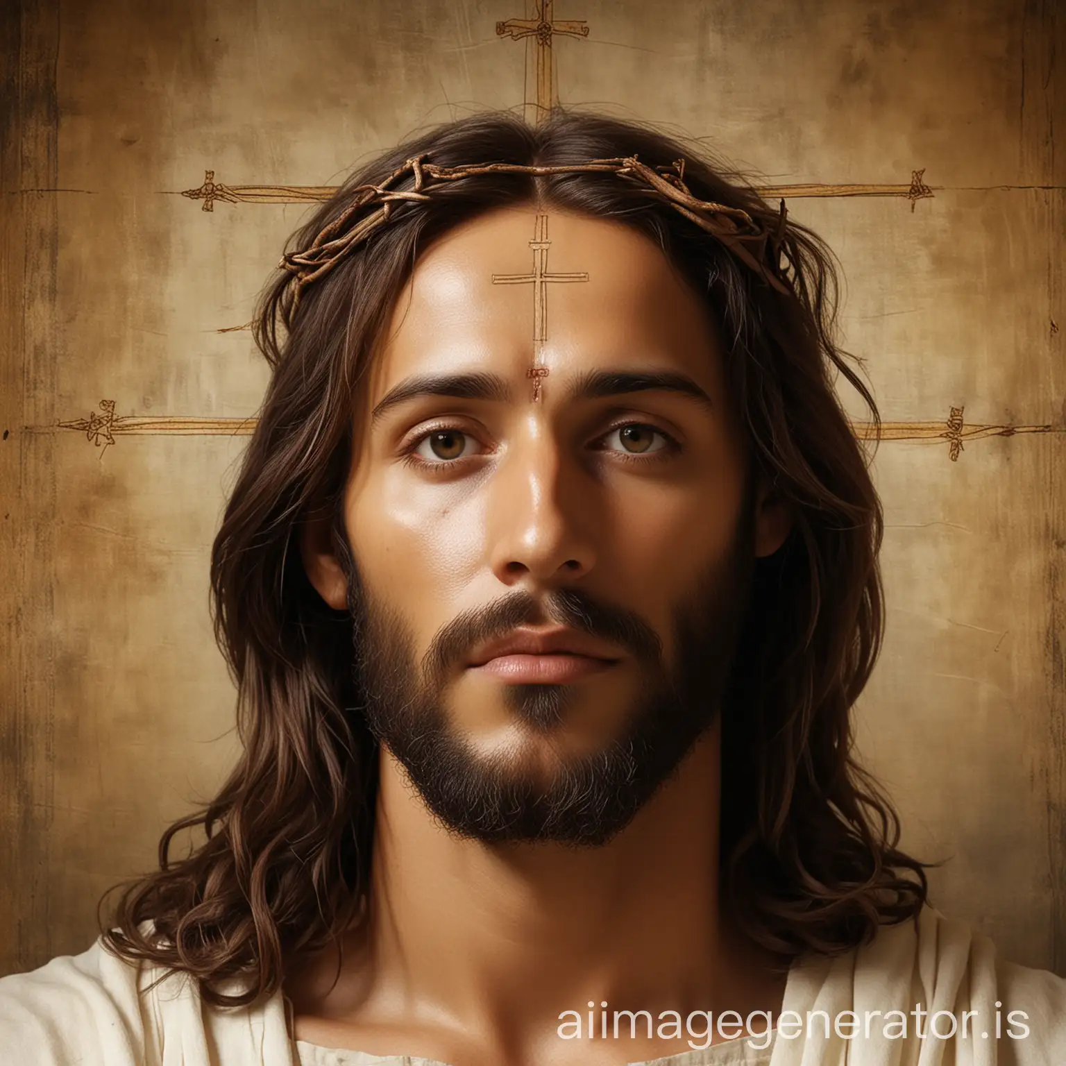 positively masculine image of Jesus, based upon the facial reconstruction of the Shroud of Turin and the Akiane painting, "Prince of Peace."