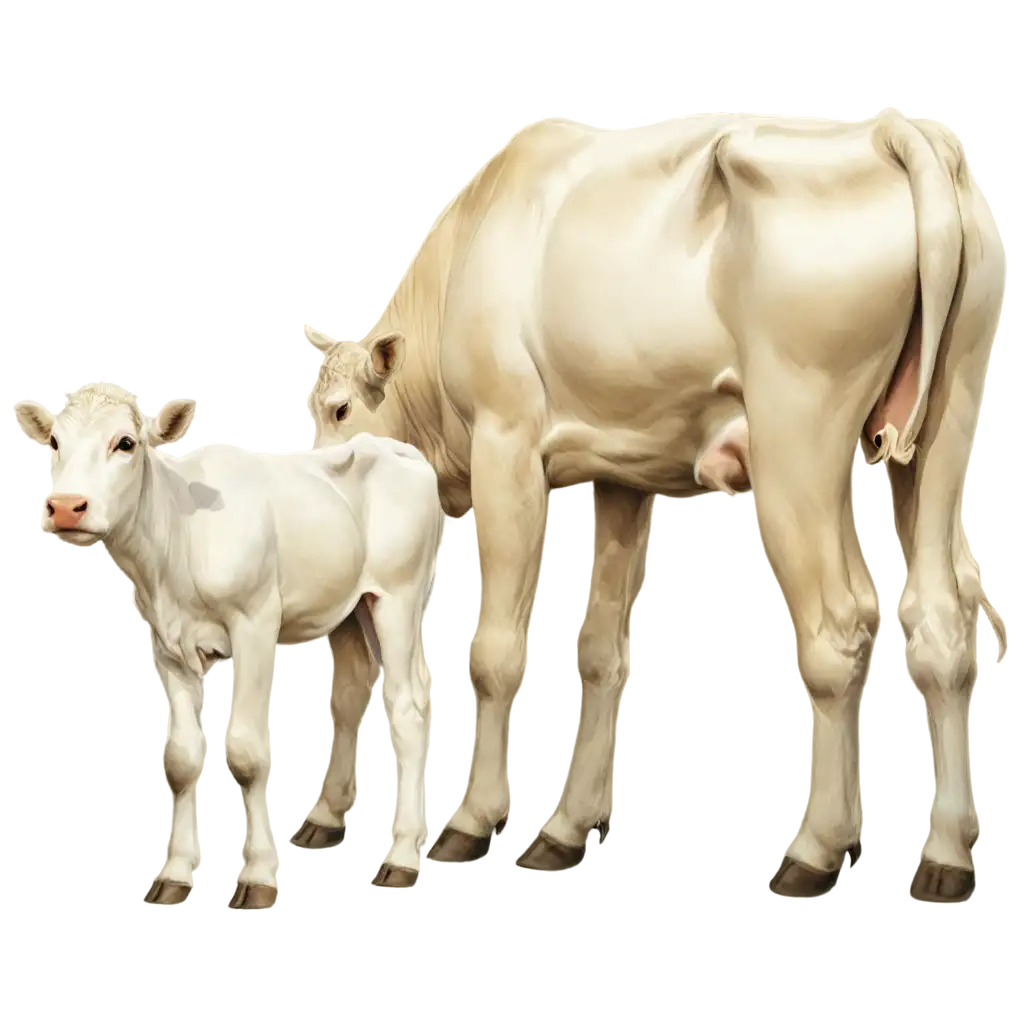 HighQuality-PNG-Image-Graceful-White-Cow-and-Calf