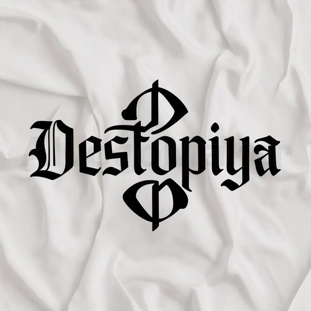 a logo design,with the text "Destopiya", main symbol:Symbol should consist of gothic letters not too harsh,Moderate,clear background