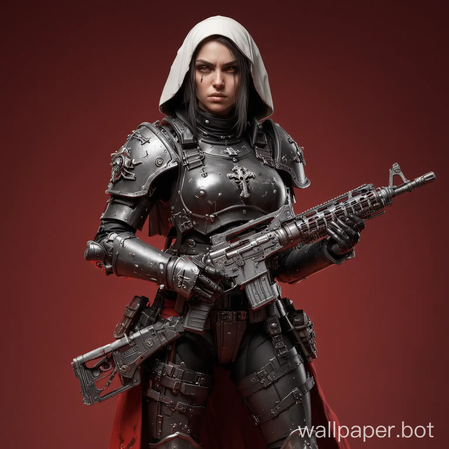 Mercenary-Nun-Girl-in-Heavy-Armor-Wielding-Submachine-Gun-Warhammer-40000-Sisters-of-Battle-Fan-Art