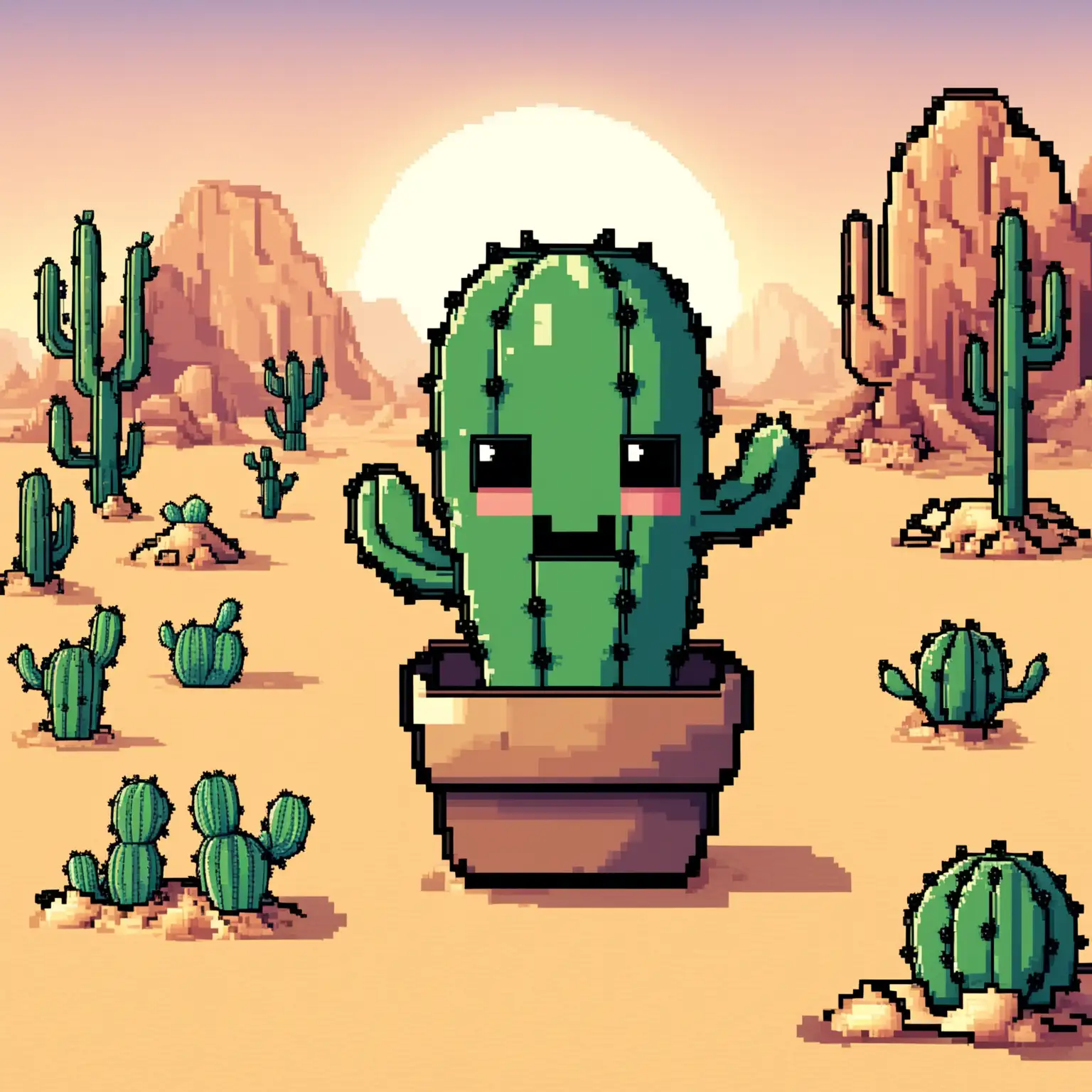 LittlePixelHappyCactus in the Desert in