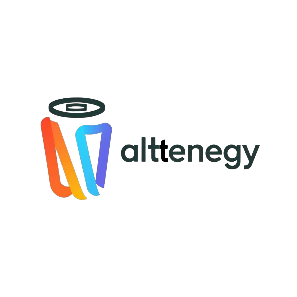 a logo design,with the text "ALTENERGY", main symbol:cylindrical aluminum can,Moderate,be used in Others industry,clear background