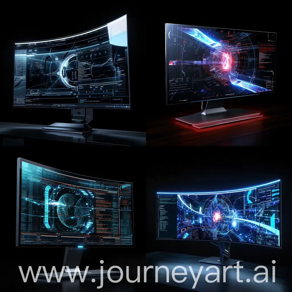 Futuristic-PC-Monitor-with-Transparent-OLED-Displays-and-Holographic-Projection