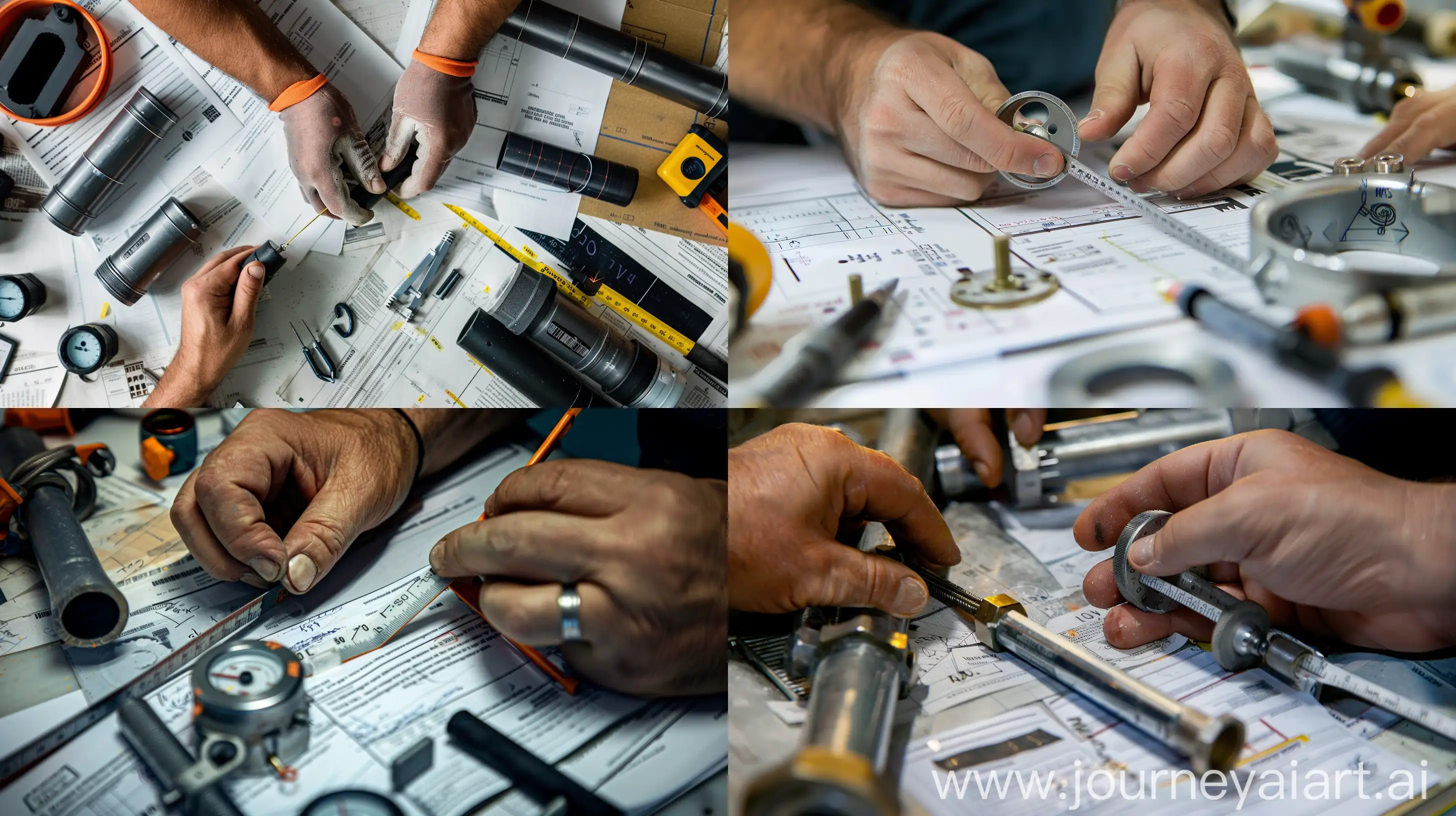 Technician-Measuring-Heating-Pipe-Diameter-with-Precision