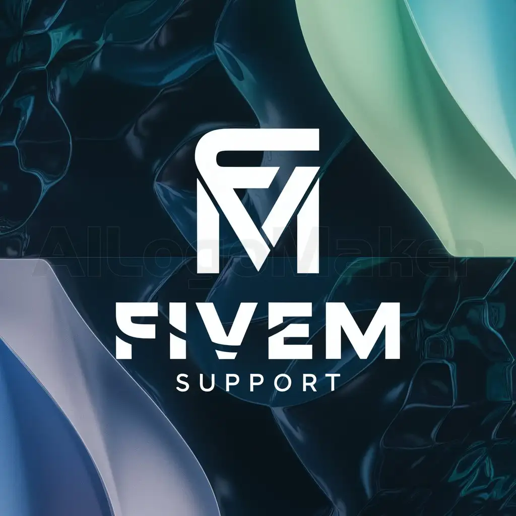 a logo design,with the text 'FiveM Support', main symbol:a logo for development of scripts clean logo but make a symbol from the letters with color background,complex,clear backgroundnChange the backgrond